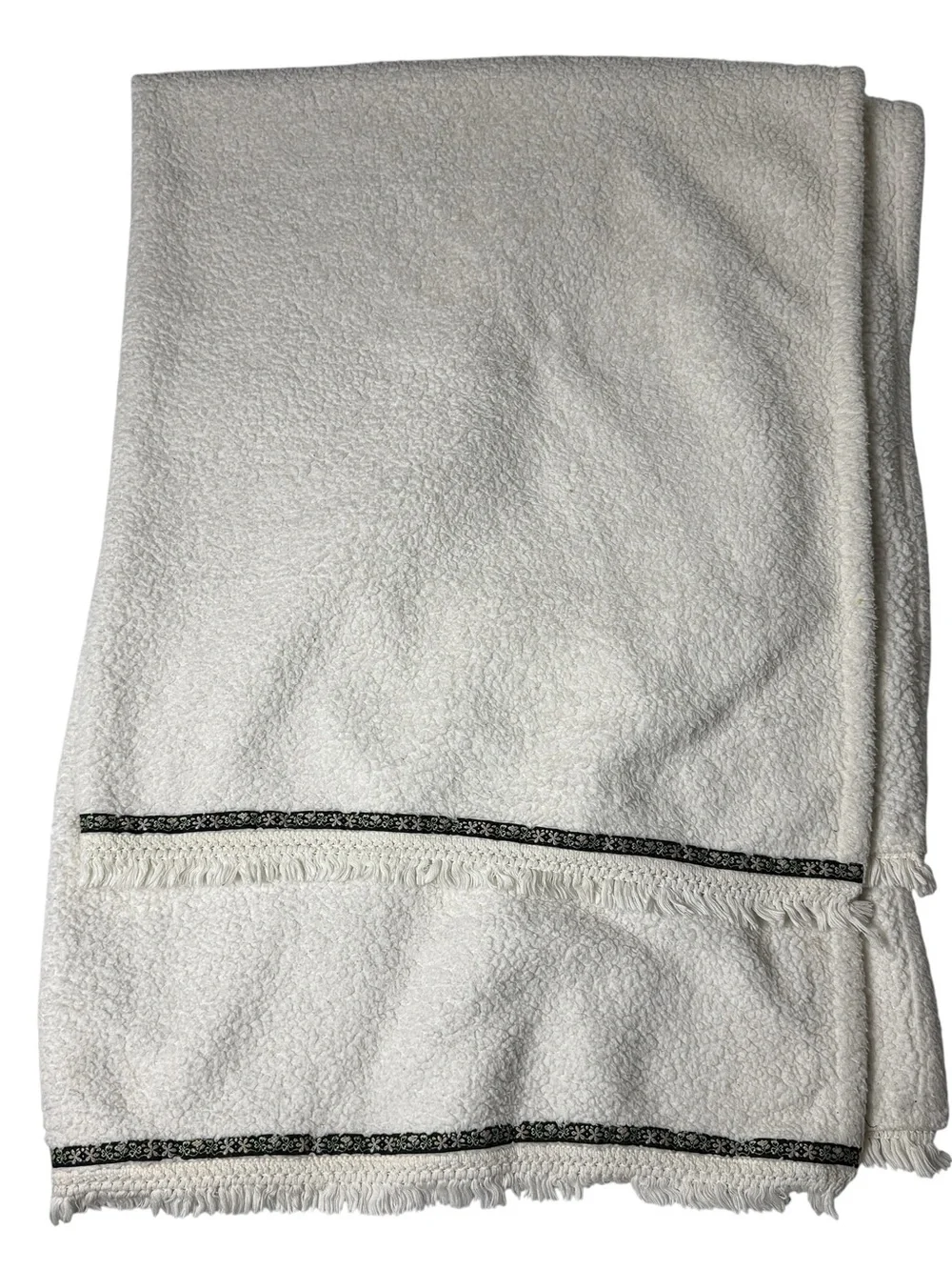 Natural Life Throw Blanket Fleece Fringe Neutral Beige